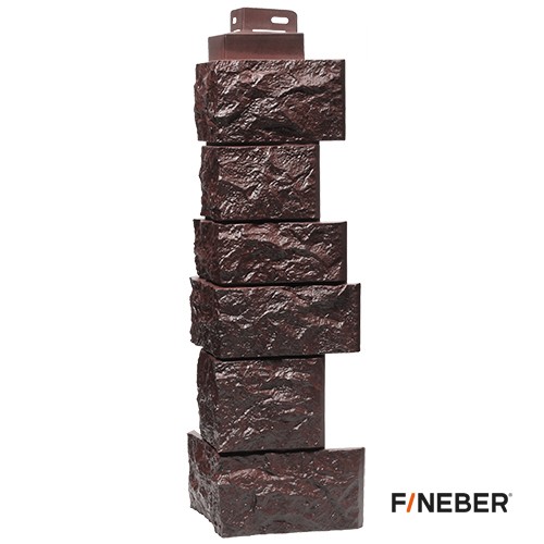 FineBer Угол наружный Камень дикий Коричневый 485х143мм, 10шт/уп