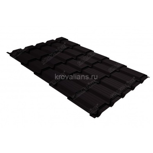 Металлочерепица Верховье Grand Line (Гранд Лайн) квадро 0,45 Drap RAL 9005 /1 кв.м./