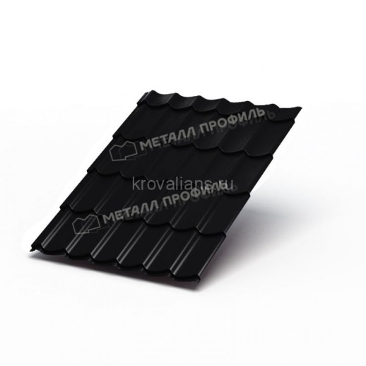 Металлочерепица МеталлПрофиль Ламонтерра-X (PURMAN-20-9005-0.5) /1 кв.м./