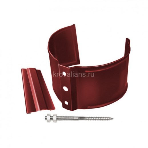 GL Standart 120/87 Хомут трубы металлический на камень Grand Line ПВХ бордо (RAL 3005) (120 шт./уп.)