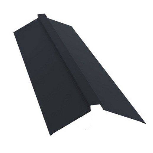 Планка конька плоского 150х40х150 0,5 Satin с пленкой RAL 7024 мокрый асфальт (2м)