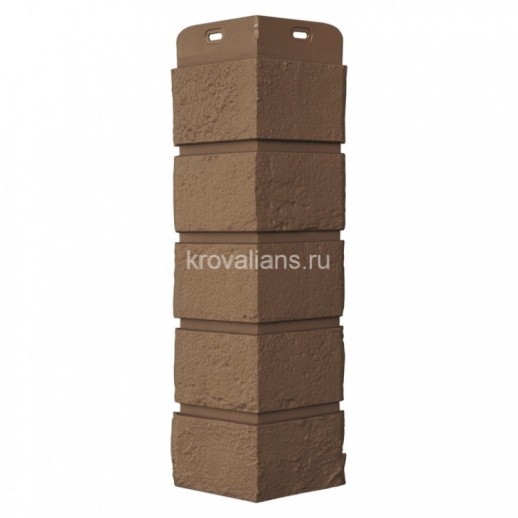 Угол фасадной панели наружный Состаренный кирпич Стандарт глина (0,390*0,120) 12шт/уп