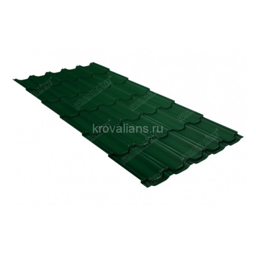 Металлочерепица Grand Line (Гранд Лайн) квинта плюс c 3D резом 0,45 Drap RAL 6005 /1 кв.м./