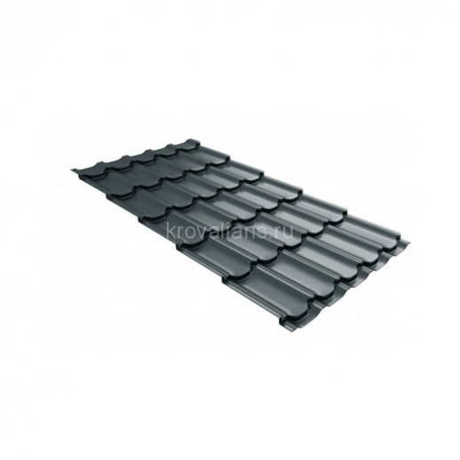 Металлочерепица Grand Line (Гранд Лайн) квинта плюс 0,5 GreenCoat Pural Matt RAL 7016 /1 кв.м./