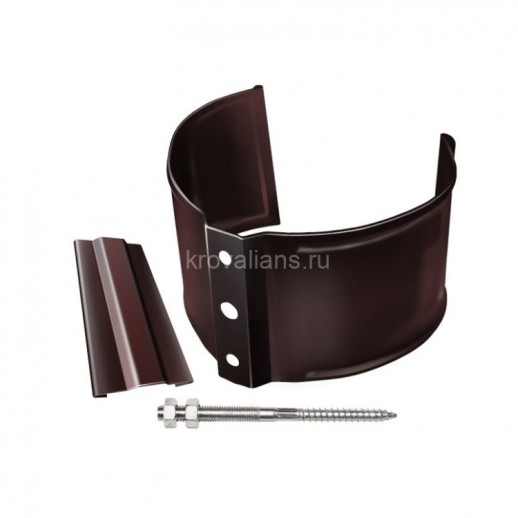 GL Standart 120/87 Хомут трубы металлический на камень Grand Line ПВХ коричневый (RR 32)(120 шт./уп)