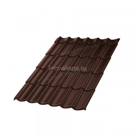 Металлочерепица МеталлПрофиль Ламонтерра-X (VALORI-20-Brown-0.5) /1 кв.м./