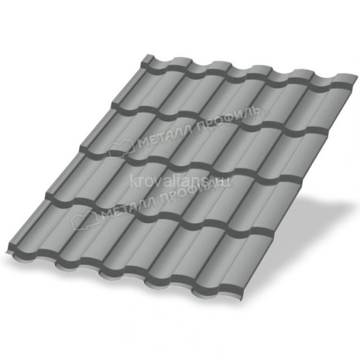 Металлочерепица МеталлПрофиль Монтекристо-ML NormanMP (Полиэстер-01-9006-0.5) /1 кв.м./