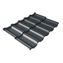 Металлочерепица модульная квинта Uno Grand Line c 3D резом 0,5 Satin Matt TX RAL 7024 мокрый асфальт