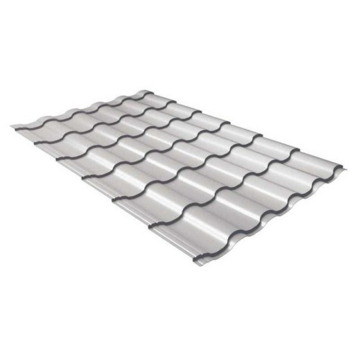 Металлочерепица кредо 0,5 Satin RAL 9006 бело-алюминиевый