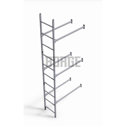 Комплект лестница фасадная BORGE (нижняя секция), 2,7м, серый графит (RAL 7024) MATT