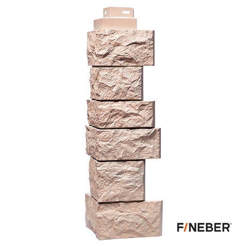 FineBer Угол наружный Камень дикий Терракотовый 485х144мм, 10шт/уп