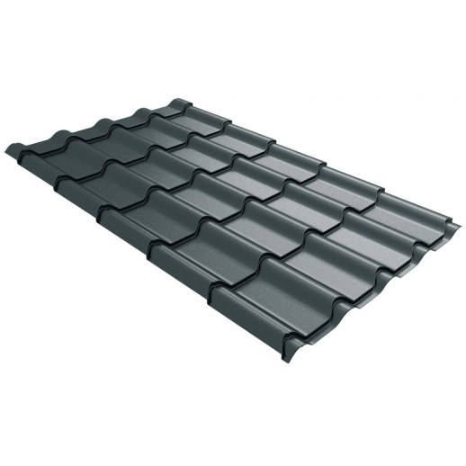 Металлочерепица камея 0,5 Velur X RAL 7016 антрацитово-серый