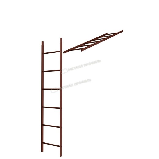 Лестница кровельная стеновая МП дл. 1860 мм без кронштейнов (8017)_1шт и метизы