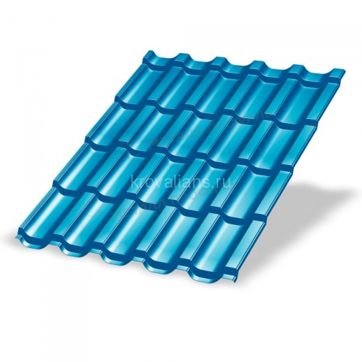 Металлочерепица МеталлПрофиль Трамонтана-XL NormanMP (Полиэстер-01-5015-0.5) /1 кв.м/