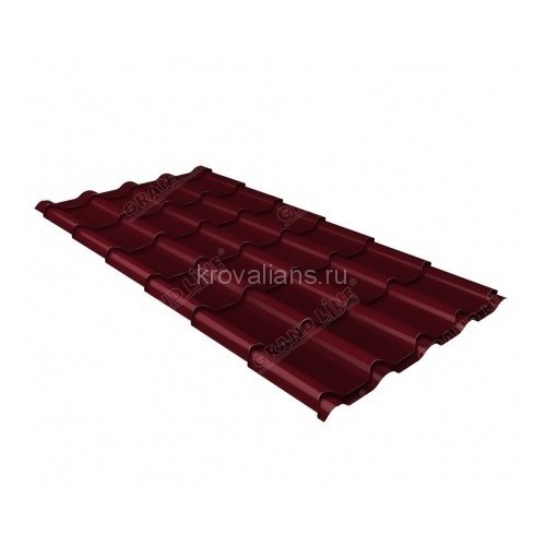 Металлочерепица Grand Line (Гранд Лайн) камея 0,5 Satin Matt RAL 3005 /1 кв.м./