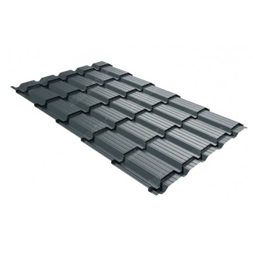Металлочерепица Верховье квадро профи Grand Line 0,5 Satin Matt RAL 7024 мокрый асфальт